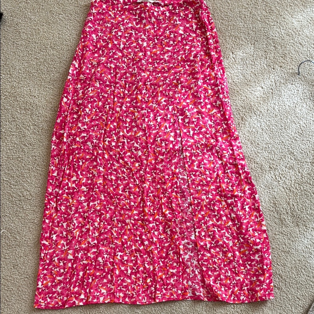 H&M Vibrant Pink Floral Maxi Skirt